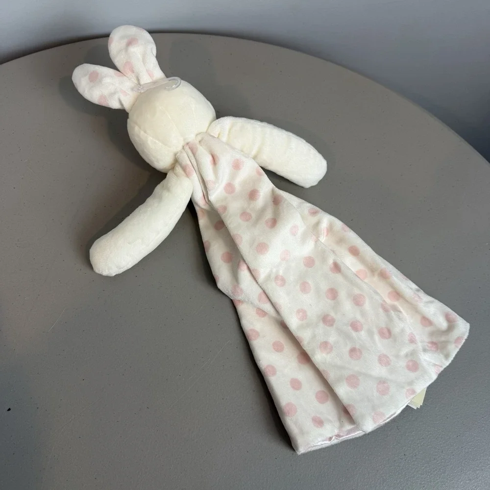 Bunnies by the Bay Lovey Pink Polka Dot Satin Bunny Buddy Security Blanket